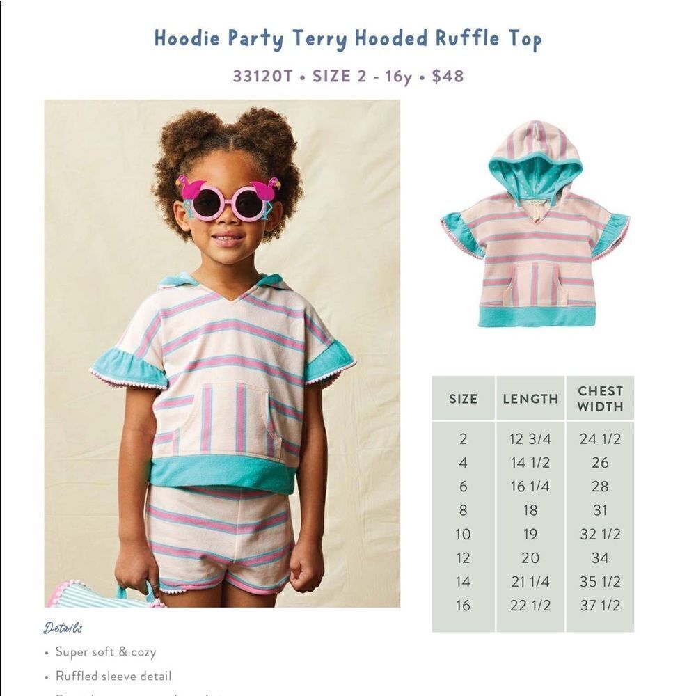 Matilda Jane Hoodie Party Terry Hooded Ruffle Top - Picture 6 of 6